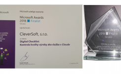 Získali jsme ocenění Microsoft Awards 2018 / Finalist za projekt „Digital Checklist: Kontrola kvality výroby jako služba v Cloudu“